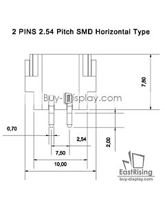 2 Pins 2.54mm Pitch SMD Horizontal Backlight Connector