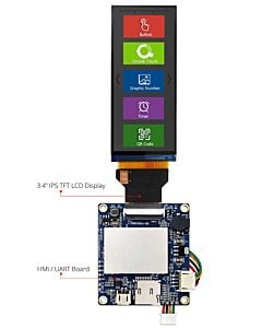 3.4 inch 412x960 Bar Type HMI Display Intelligent Smart UART TFT LCD