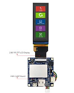 2.86 inch 376x960 Bar Type HMI Display Intelligent Smart UART TFT LCD