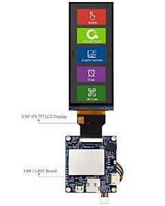 400x960条形HMI 3.99英寸智能显示智能UART TFT LCD